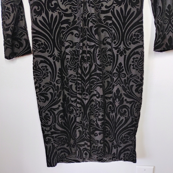 Cache Y2K Velvet Jeweled Formal Dress Womens 12 Black Sheer Goth Cocktail Party - Picture 6 of 15